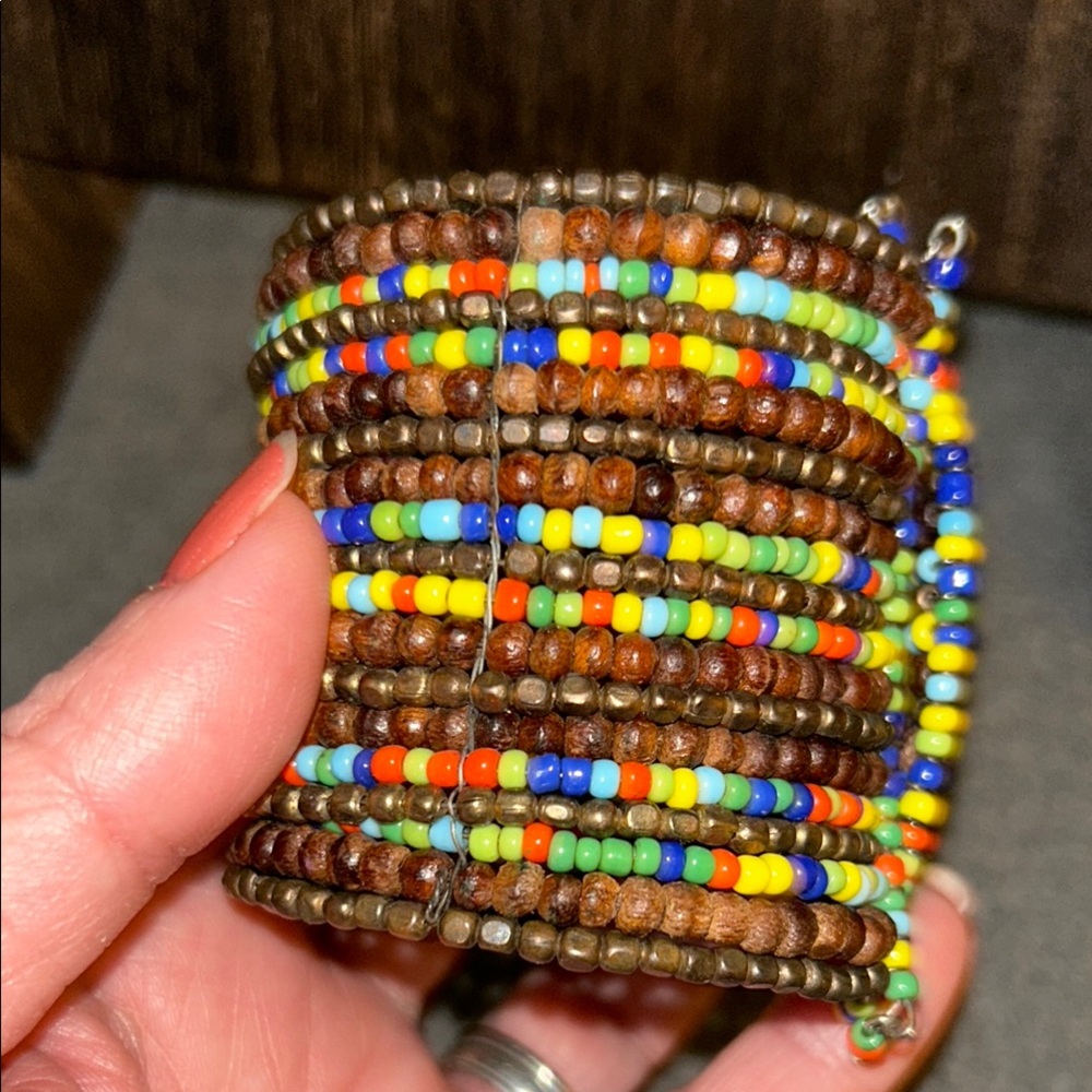 Colorful Cuffed Beaded Bracelet Set
